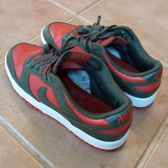 Size 8.5 Nike Dunk Low Cargo Khaki Mystic Red Sneakers DV0833-600 - Picture 4 of 10